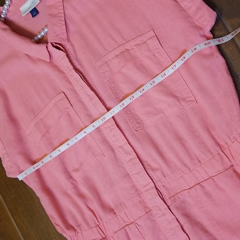 Universal Thread Womens Coral Pink Linen Blend Shortsleeve Romper Shorts Size 14 - Picture 8 of 11